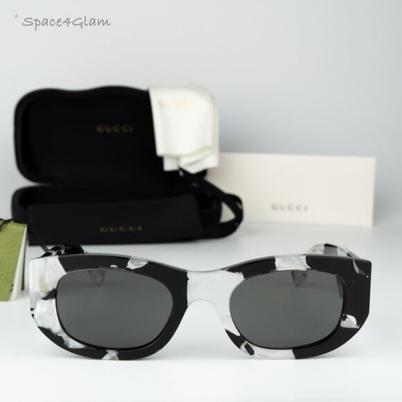 BRAND NEW Gucci GG1627S 002 Black Havana Grey Oval Unisex Sunglasses GG 1627S